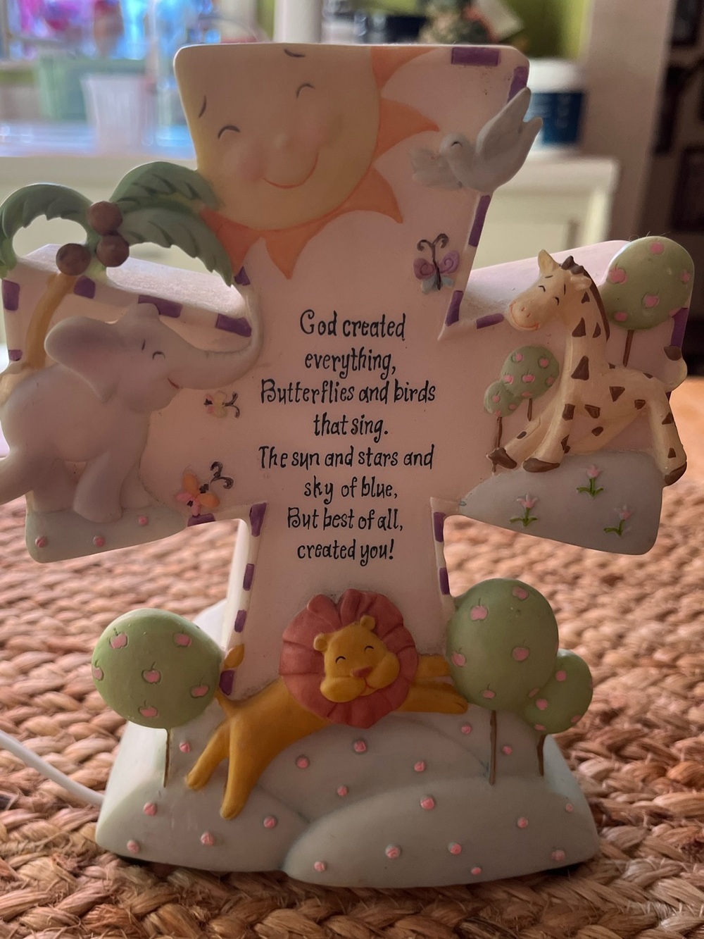 Nursery Cross Accent with Sweet Animal Motif